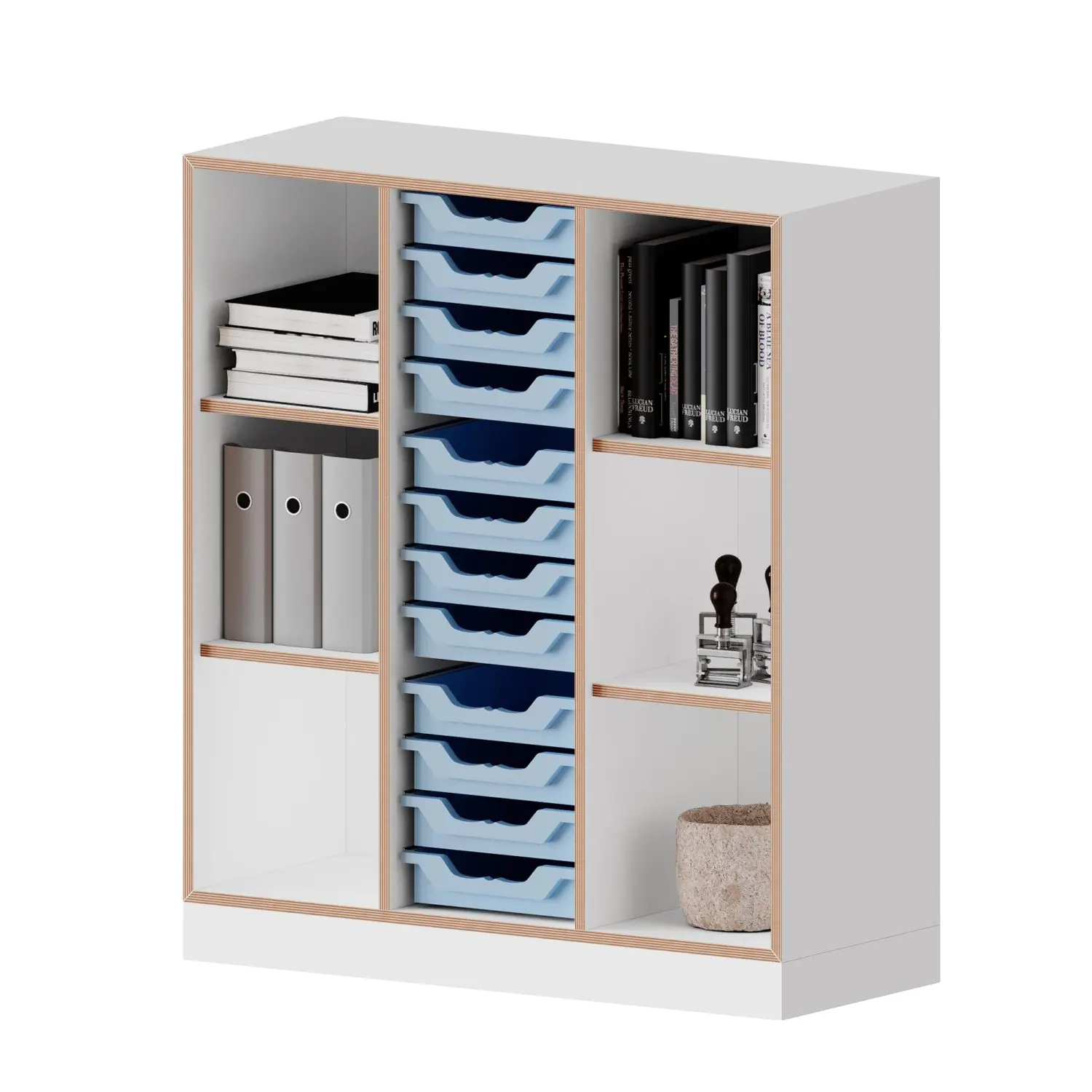 qickly® Regal, 3 OH, 12 kleine Ergo Tray Boxen, B/H/T: 104,2x110,5x42,6 cm aus der Kategorie Regale Schnelllieferprogramm