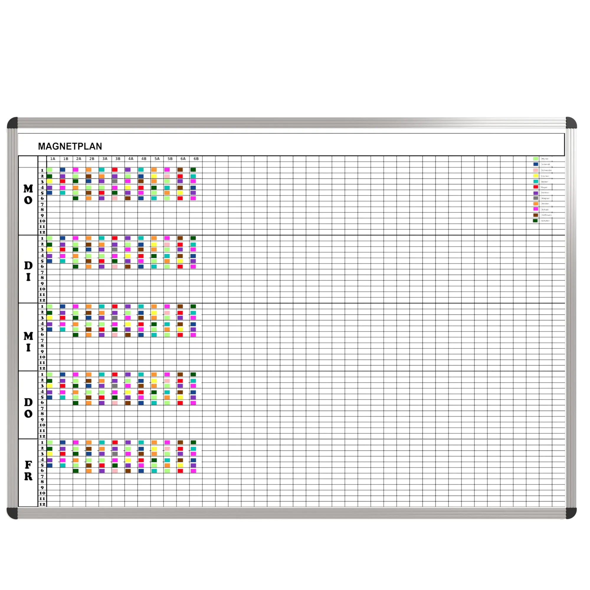 Klassen-Plantafel, 12 Stunden Mo-Fr, für 40 Klassen, 123x177 cm, aus der Kategorie Klassenplan-Tafeln 12h