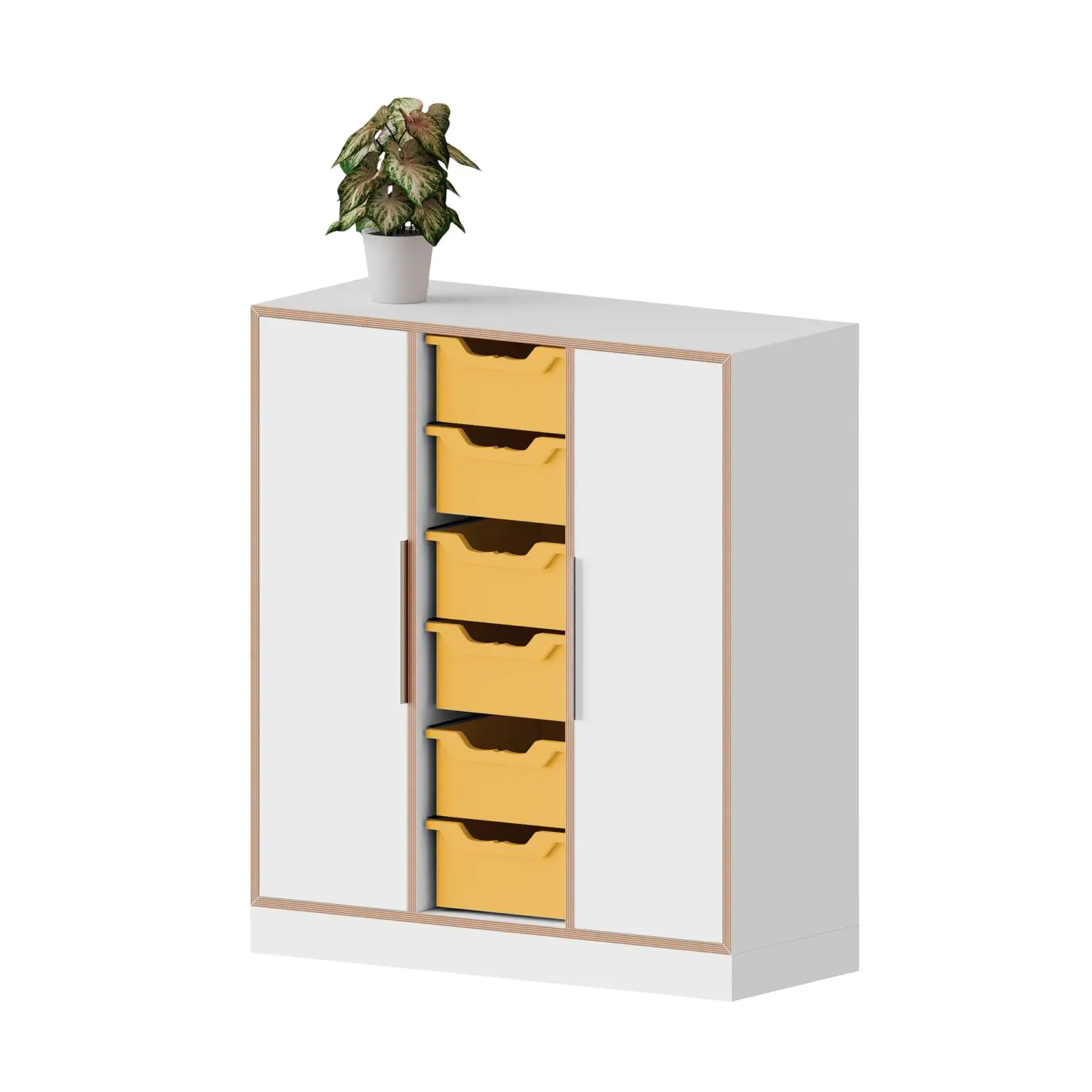 qickly® Schrank, 3 OH, 2 Türen, 6 große Ergo Tray Boxen, B/H/T: 104,2x110,5x42,6 cm aus der Kategorie Schränke Schnelllieferprogramm