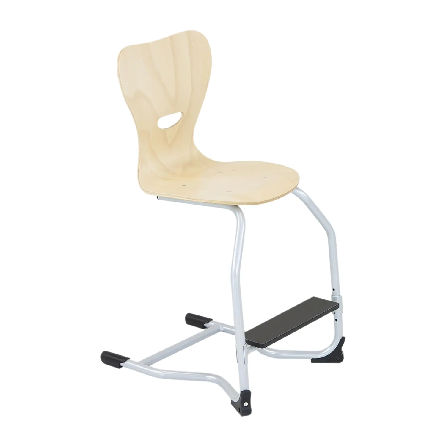 Fußrastenstuhl mit Sitzschale aus Buche natur, Sitzhöhe 51 cm, C- Form, Kunststoffgleiter, federnd aus der Kategorie Schülerstühle