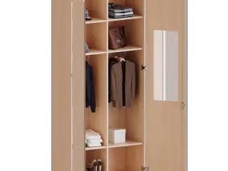 Garderobenschrank, 6 OH, 2 Türen, abschließbar, beide Seiten Garderobe, B/H/T 100x226x40cm aus der Kategorie Garderobenschränke
