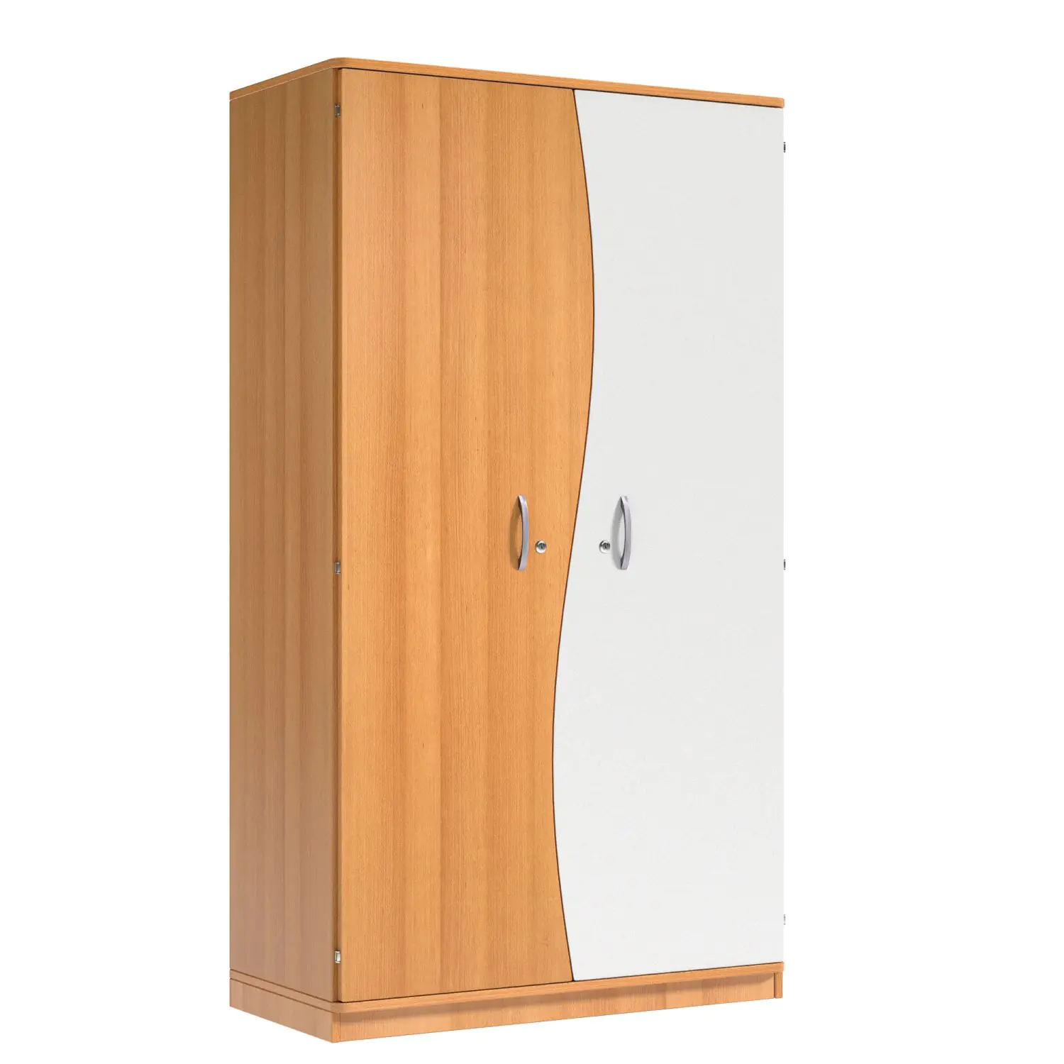 Wellentürenschrank, 190 cm hoch, 105x50 cm (B/T), Tür rechts grau, aus der Kategorie Schränke mit Dreh-Türen und Schüben