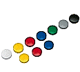 Magnete rund, Ø 32 mm mit Colorkappe, 9 mm hoch, 10 Stück, 7 Farben, aus der Kategorie Magnete