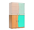 Wellentüren-Unterschrank, 99 cm hoch, 105x50 cm (B/T), Tür rechts aquagrün,