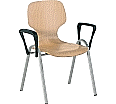 Schalenstuhl mit Armlehne, mit Sitz- und Rückenpolster, aus der Kategorie Gestell Metall - Schale Holz