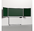Klapp-Schiebetafel wandmontiert, mit Fuß, Mittelfläche 200x100 cm, Stahlemaille grün aus der Kategorie wandmontierte Klapp-Schiebe-Tafeln
