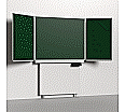 Klapp-Schiebetafel wandmontiert, mit Fuß, Mittelfläche 150x120 cm, Stahl grün aus der Kategorie wandmontierte Klapp-Schiebe-Tafeln