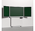Klapp-Schiebetafel wandmontiert, mit Fuß, Mittelfläche 150x100 cm, Stahlemaille grün aus der Kategorie wandmontierte Klapp-Schiebe-Tafeln