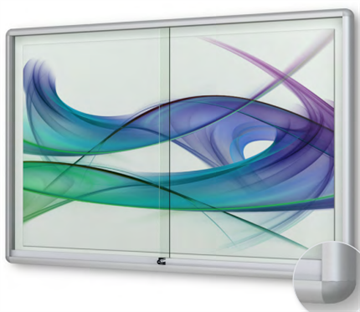 Info-Wandvitrine,  103 cm hoch, 183,5x5,0 cm (B/T), Rückwand  weiß, magnethaftend, aus der Kategorie Vitrinen