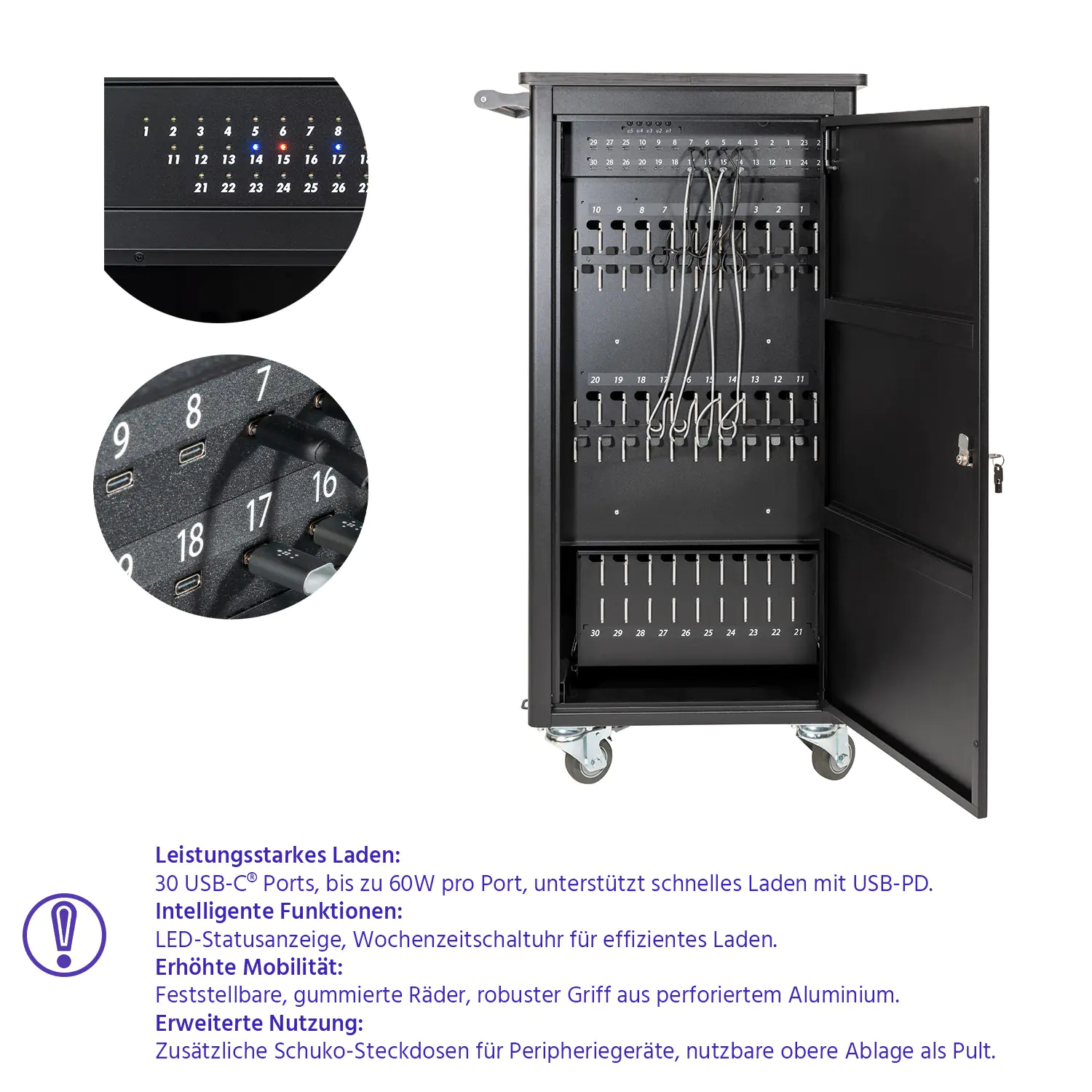 PARAPROJECT® Trolley C30, ohne Kabel, für Tablet/Chromebook aus der Kategorie Notebookschränke