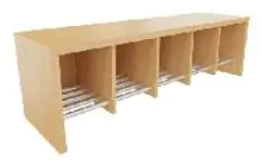 Garderobenbank 5 Plätze BxT 125 x 35 cm, Sitzhöhe bitte angeben, mit integrierten Alu-Schuhrost aus der Kategorie Garderobenmöbel