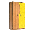 Wellentürenschrank, 190 cm hoch, 105x50 cm (B/T), Tür rechts gelb,