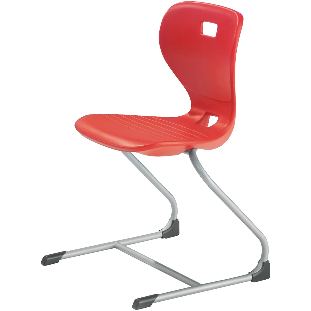 Schülerstuhl, Freischwinger, Gestell RAL 9006 weißaluminium, mit optionalen Aufstuhlschutz aus der Kategorie Kunststoffstühle