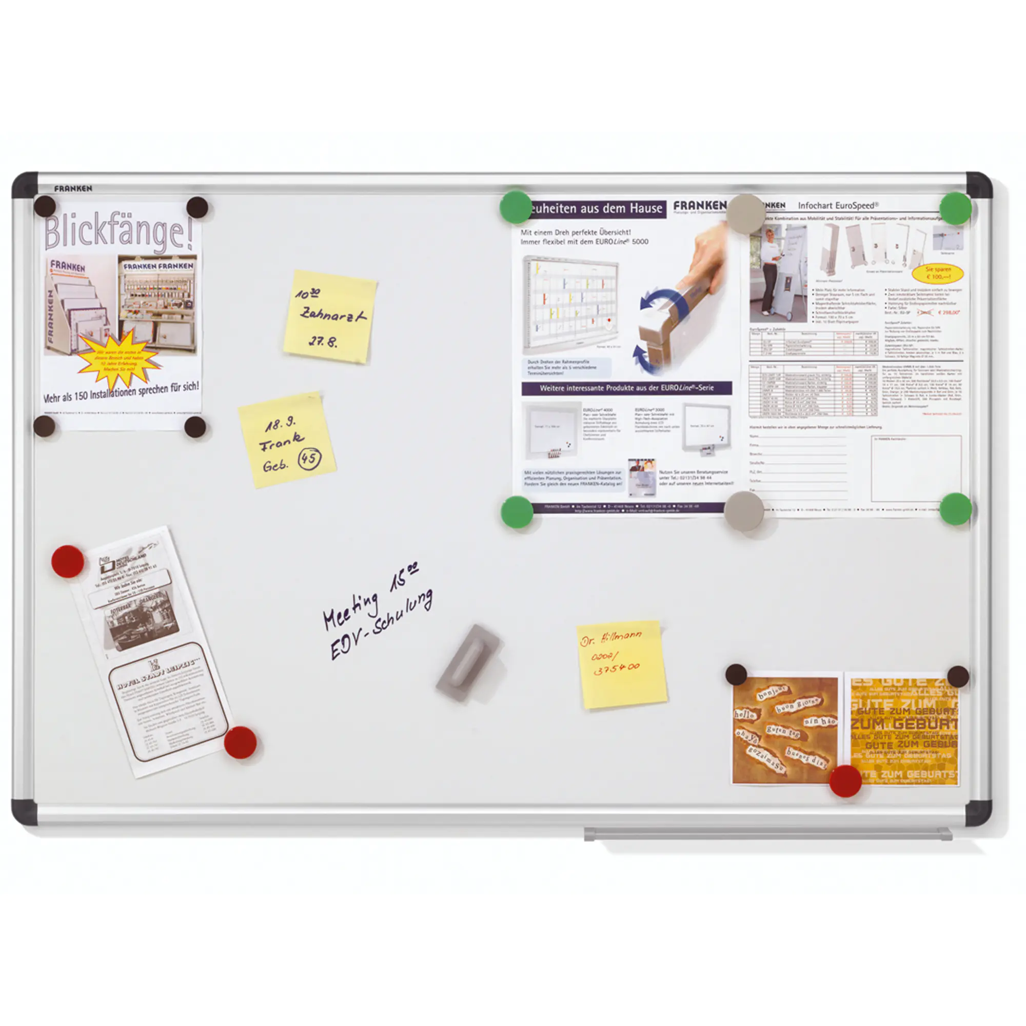 Franken Schreibtafel 90x60cm Alurahmen Ablage aus der Kategorie Whiteboards