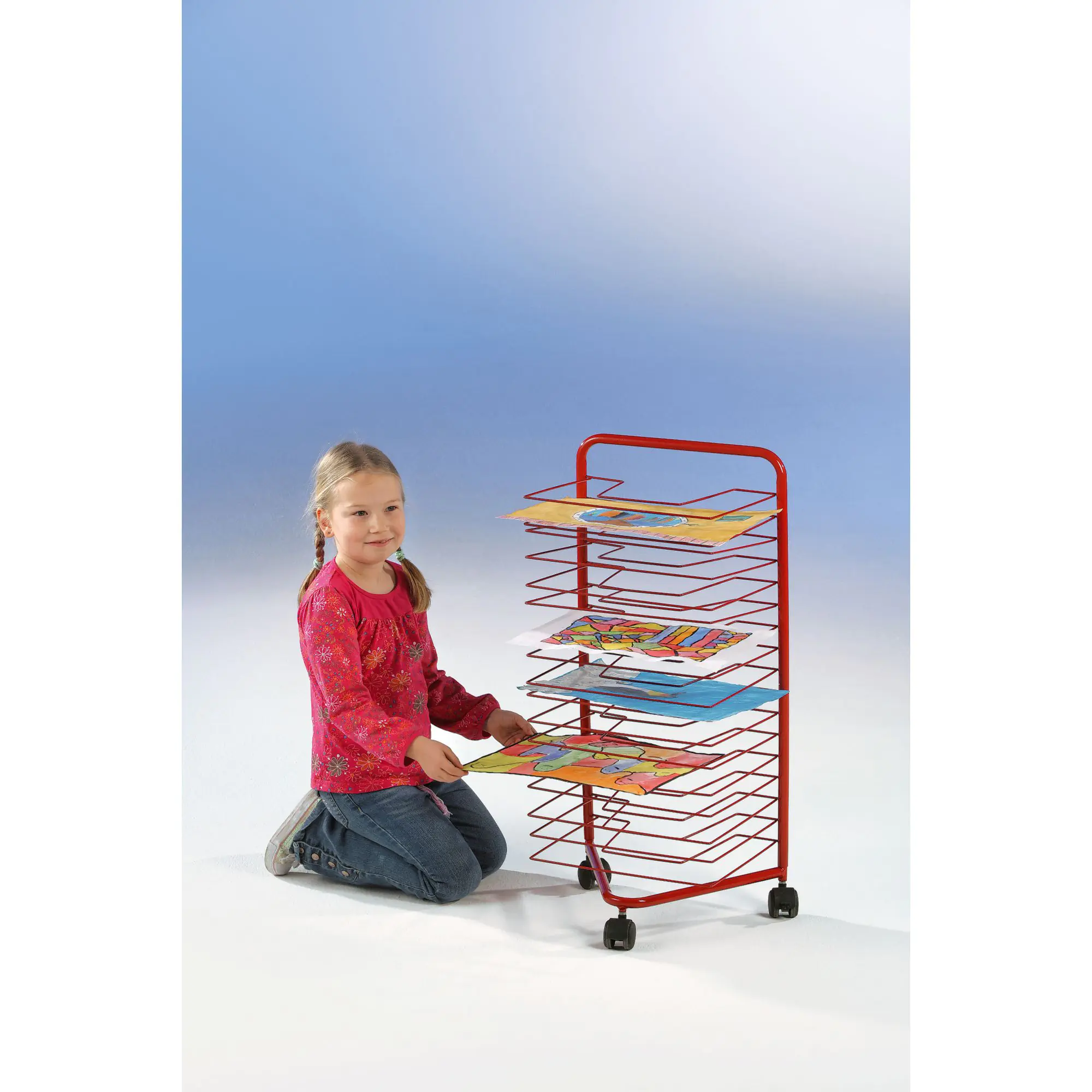 Bildertrockenwagen,  85 cm hoch,  40x30 cm (B/T), 17 Trockengitter, aus der Kategorie Bilderwagen