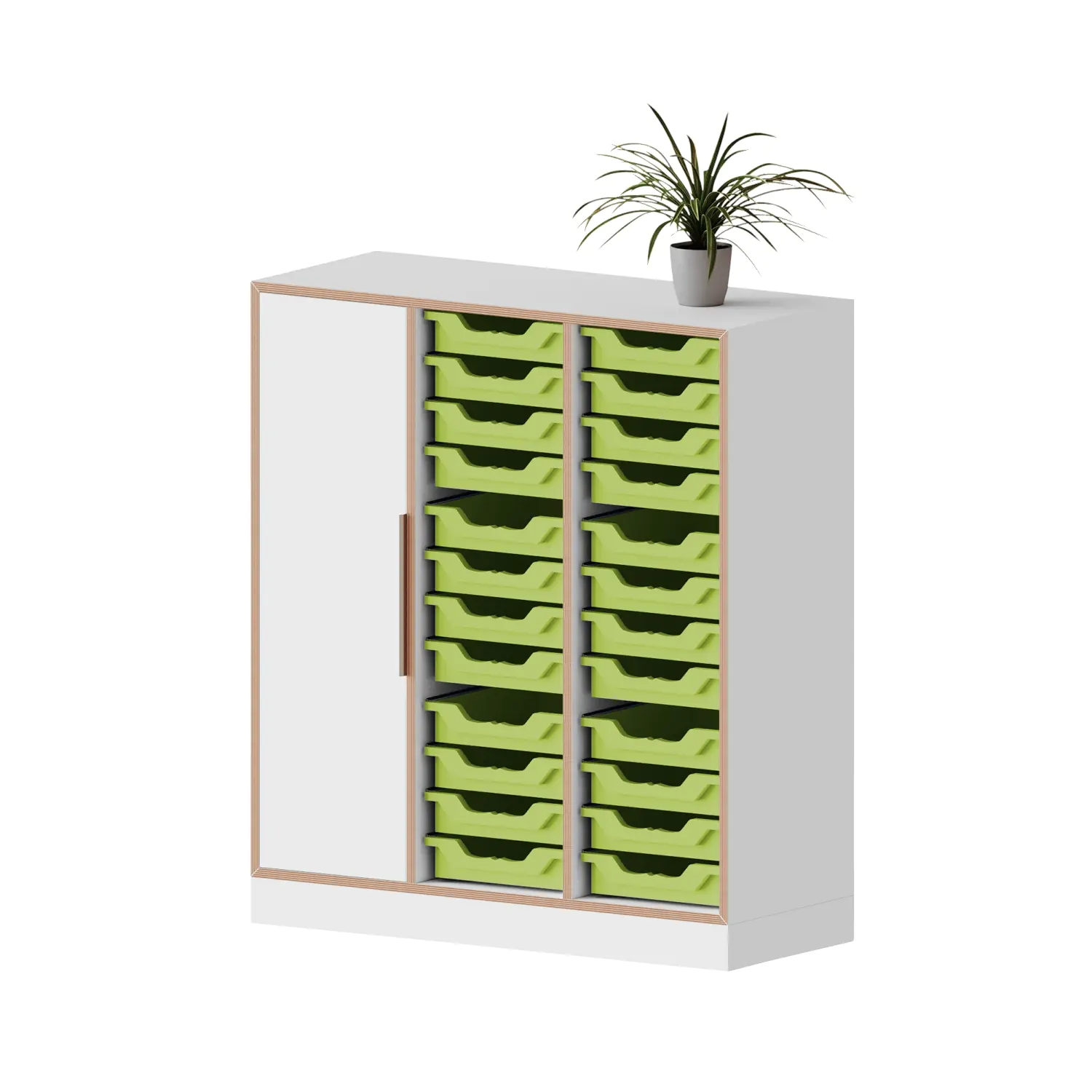 qickly® Schrank, 3 OH, 1 Tür, 24 kleine Ergo Tray Boxen, B/H/T: 104,2x110,5x42,6 cm aus der Kategorie Schränke Schnelllieferprogramm