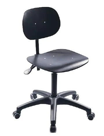 Drehstuhl auf Rollen, Sitz- und Rücken getrennt, Holzschale Buche schwarz lackiert aus der Kategorie Fachraumstühle