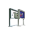 Info-Vitrine, freistehend, 107 cm hoch, 107x6,5 cm (B/T), Rückwand Stahl weiß aus der Kategorie Vitrinen