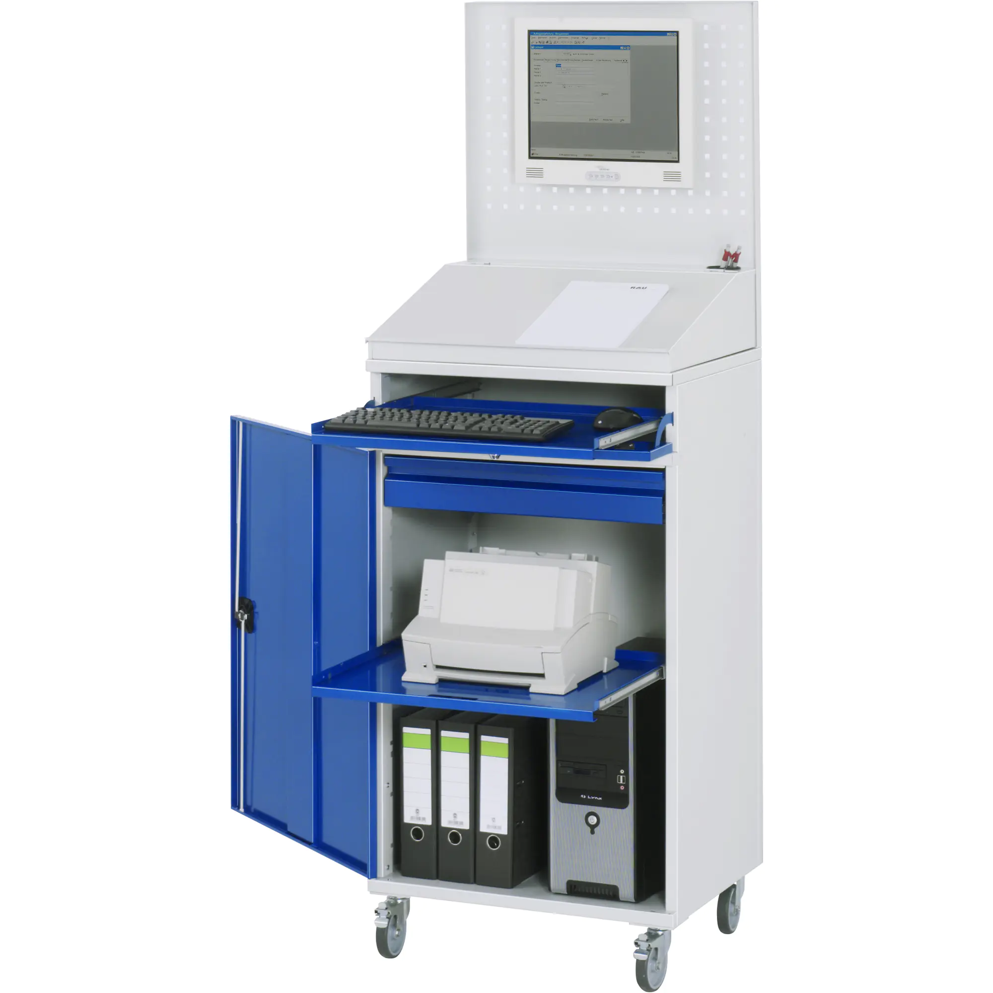 RAU Computerschrank 650x520x1895mm mobil l.gr/ebl aus der Kategorie Möbel & Ausstattung