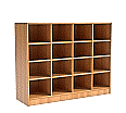 Klassenraumregal,  98 cm hoch, 130x40 cm (B/T), 16 Fächer, 4-spaltig