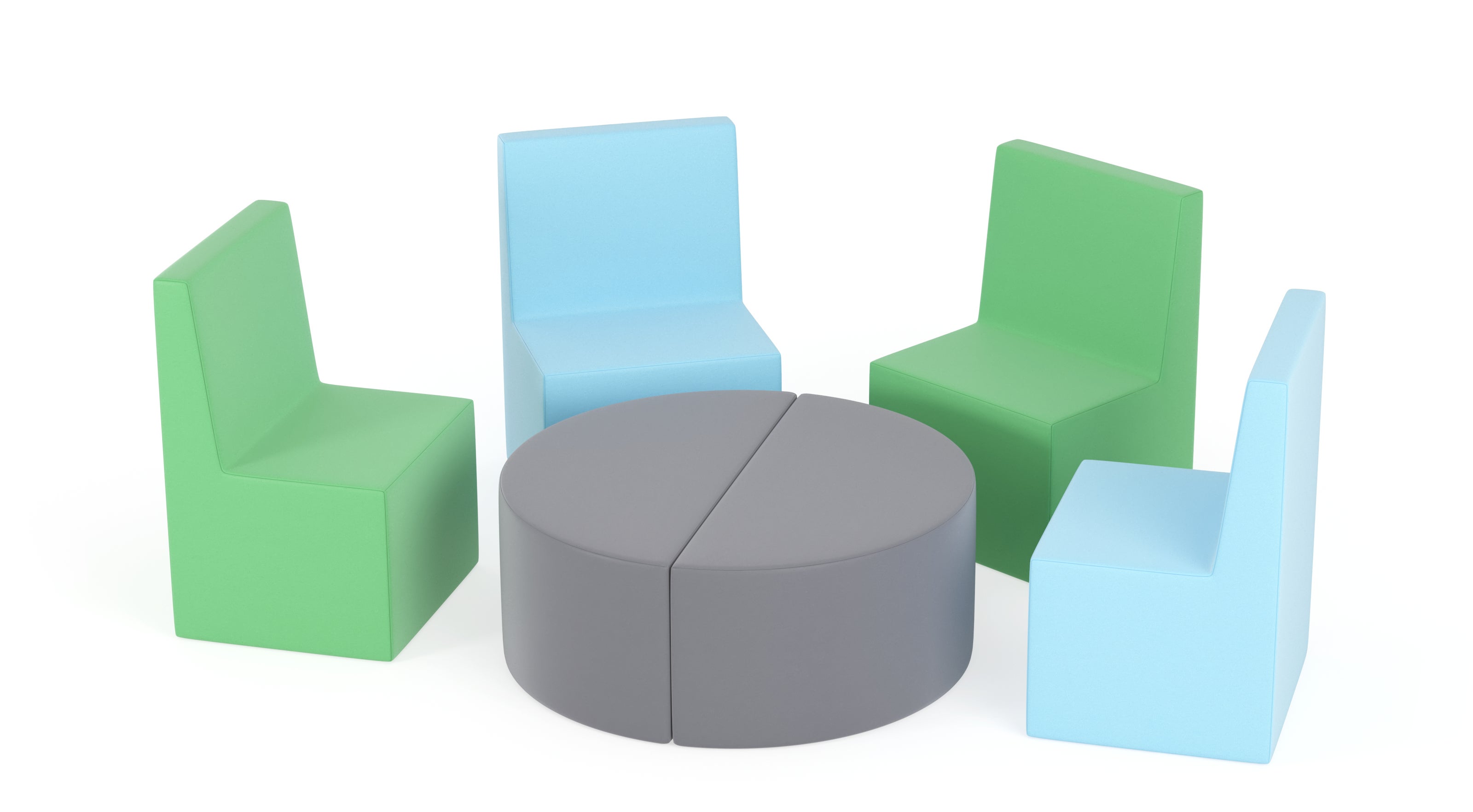 TOBO light Pouf-Set, 6-teilig, grün/blau, Schaumstoff, Meditap aus der Kategorie Sitzsäcke