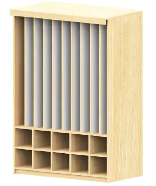 Liegepolster- Bettzeugschrank, B/H/T 106 x 210 x 65 cm, durchgehende Trennungen für 10 cm starke  aus der Kategorie Liegepolster- + Bettzeugschränke