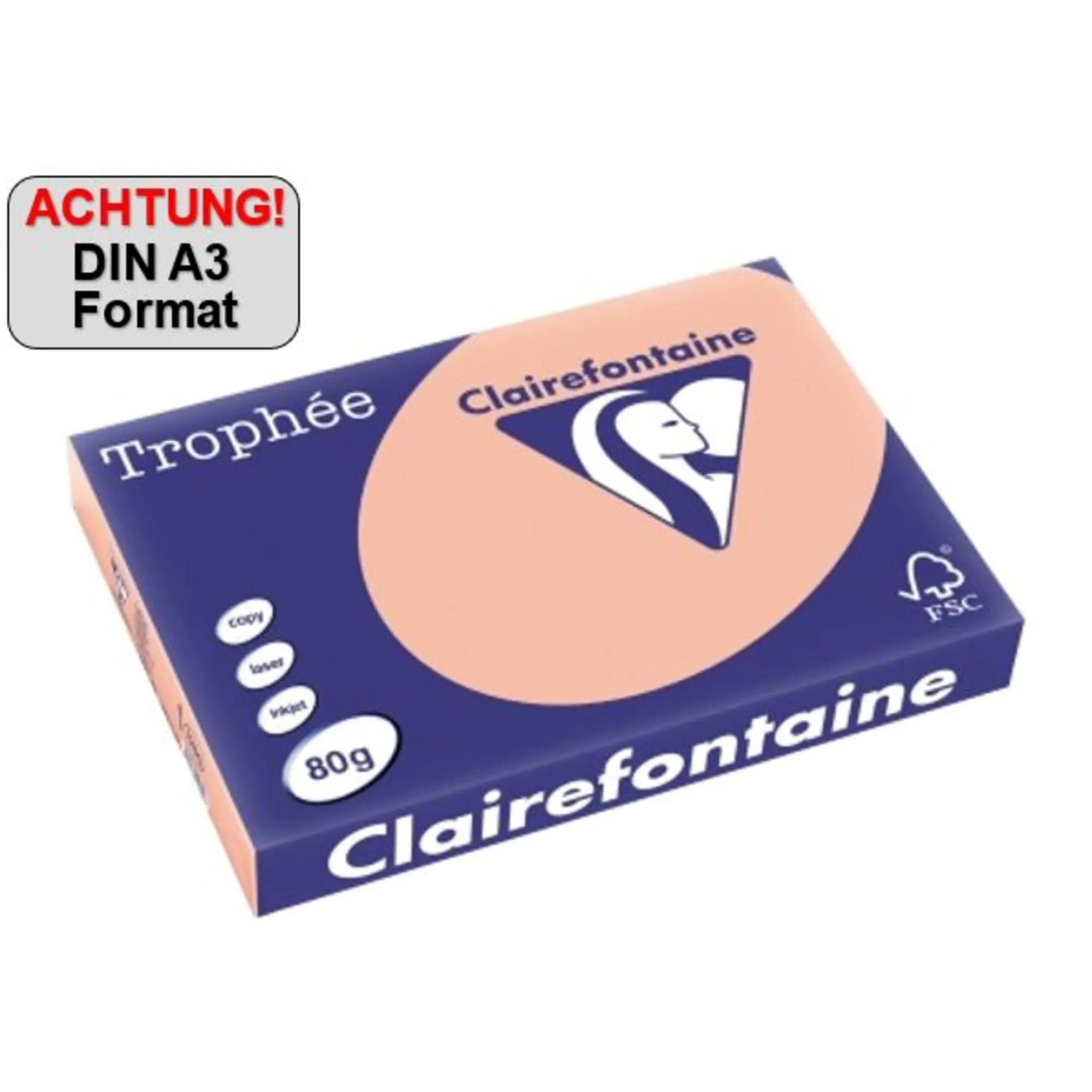 Clairefontaine Kopierpapier A3 80g pfirsich 500Bl aus der Kategorie Kopier- & Druckerpapiere