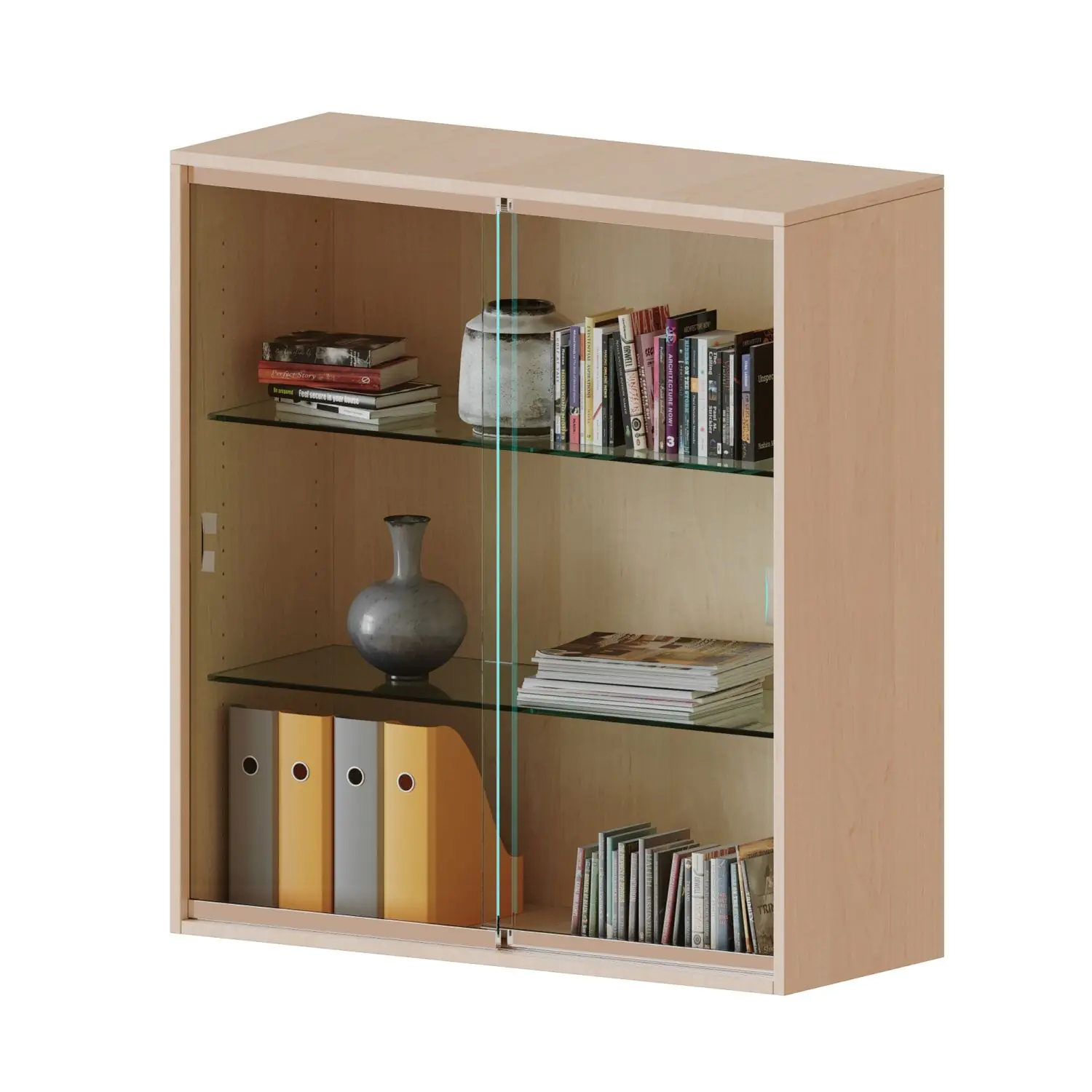 Aufsatz mit Glasschiebetüren,3 OH, 2 Schiebetüren, abschließbar, B/H/T 100x108x60cm aus der Kategorie Schränke allgemein