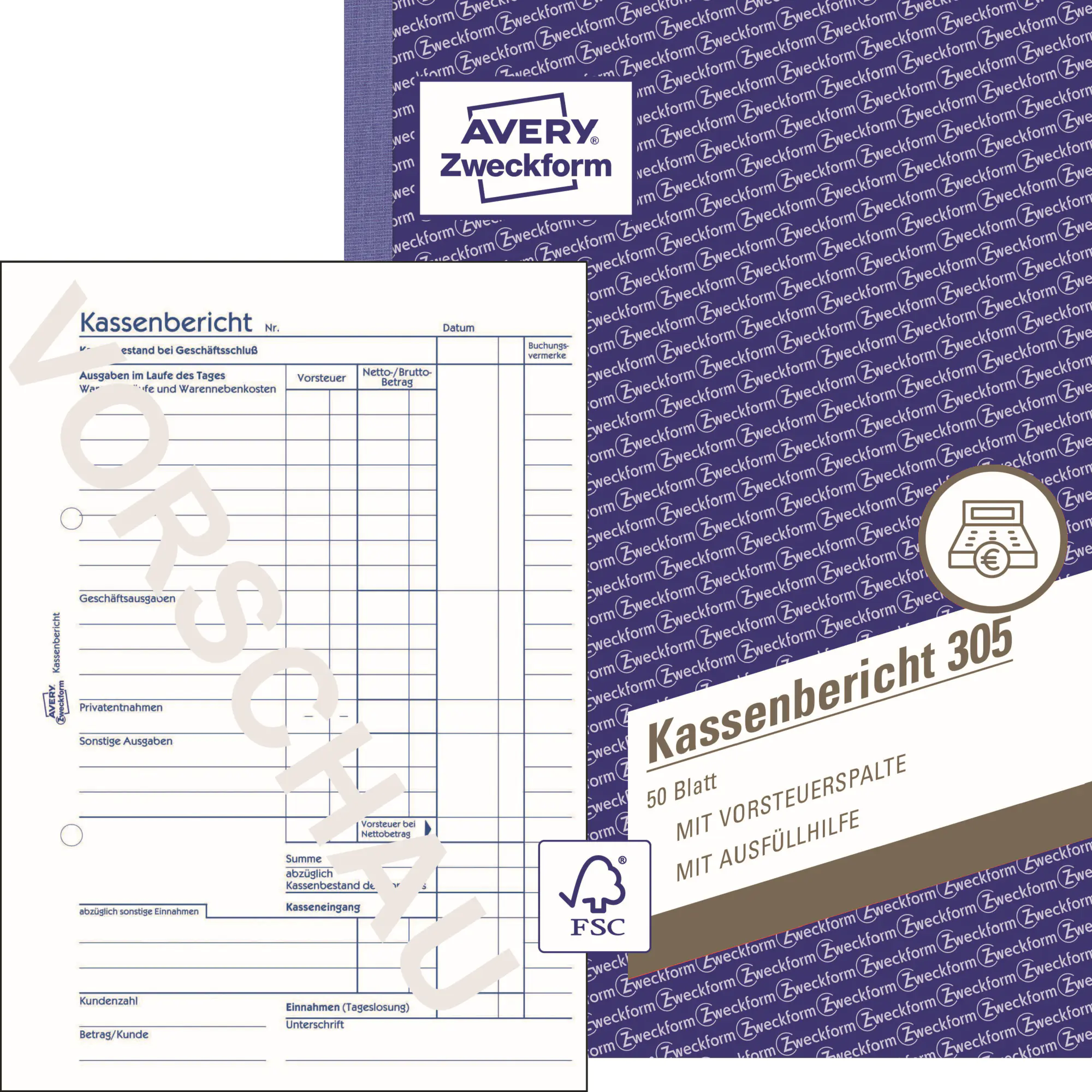 Avery Zweckf. Kassenbericht DIN A5 50Blatt aus der Kategorie  Formulare & Verträge