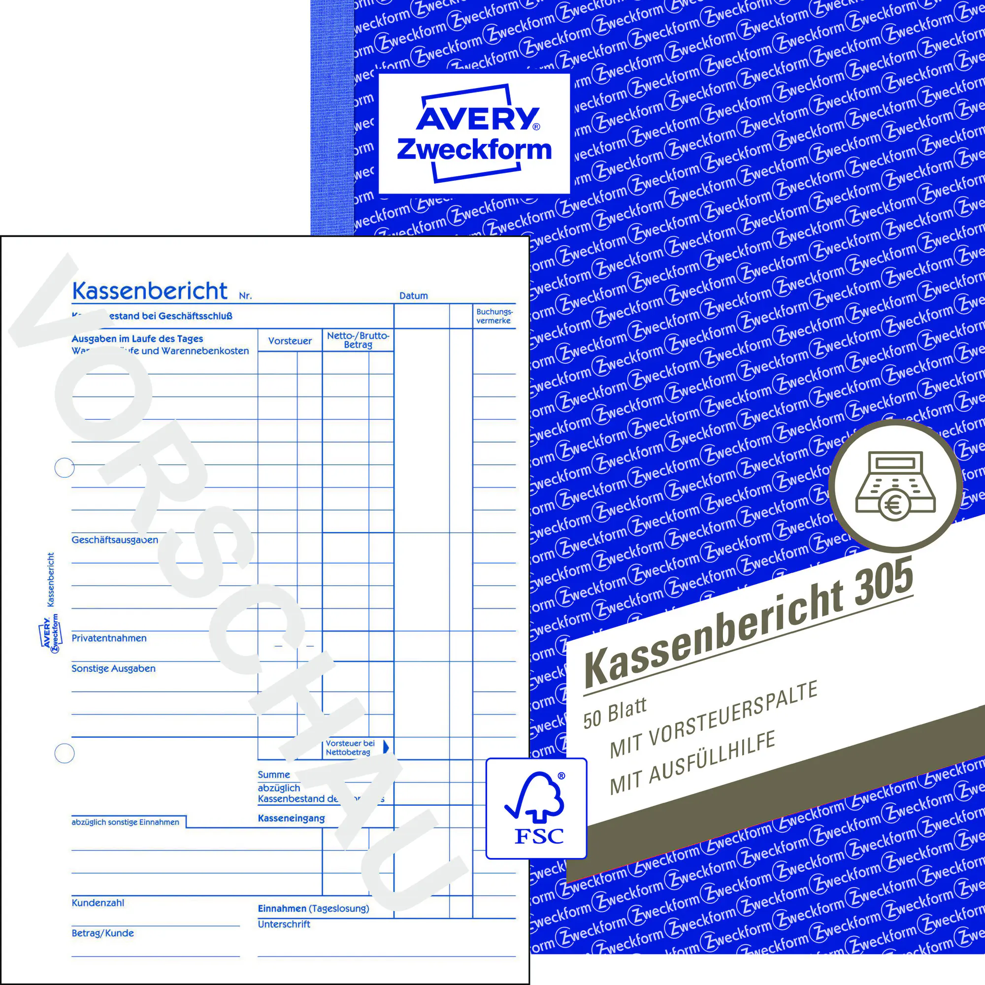 Avery Zweckf. Kassenbericht DIN A5 50Blatt aus der Kategorie  Formulare & Verträge