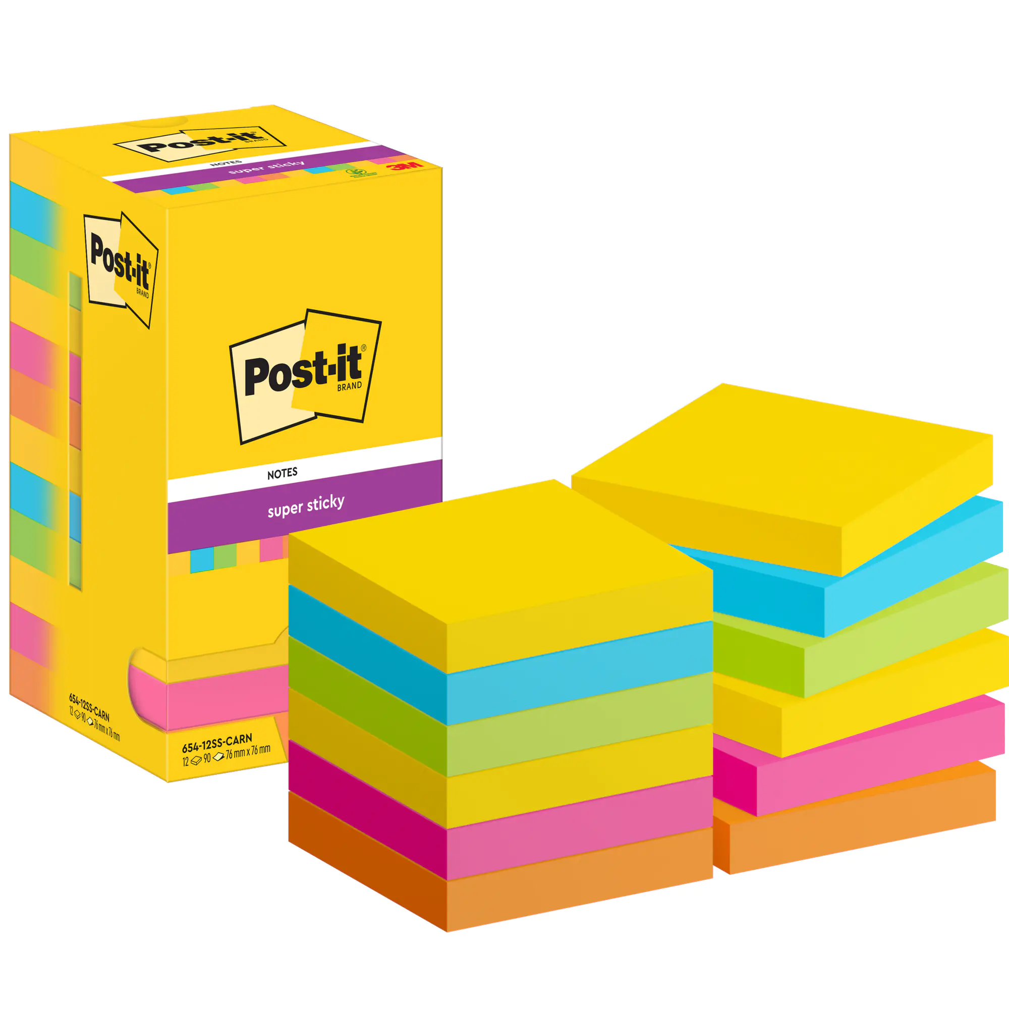 Post-it Haftnotiz Super Sticky 76x76mm 90Bl 12St aus der Kategorie Haftnotizen & -streifen