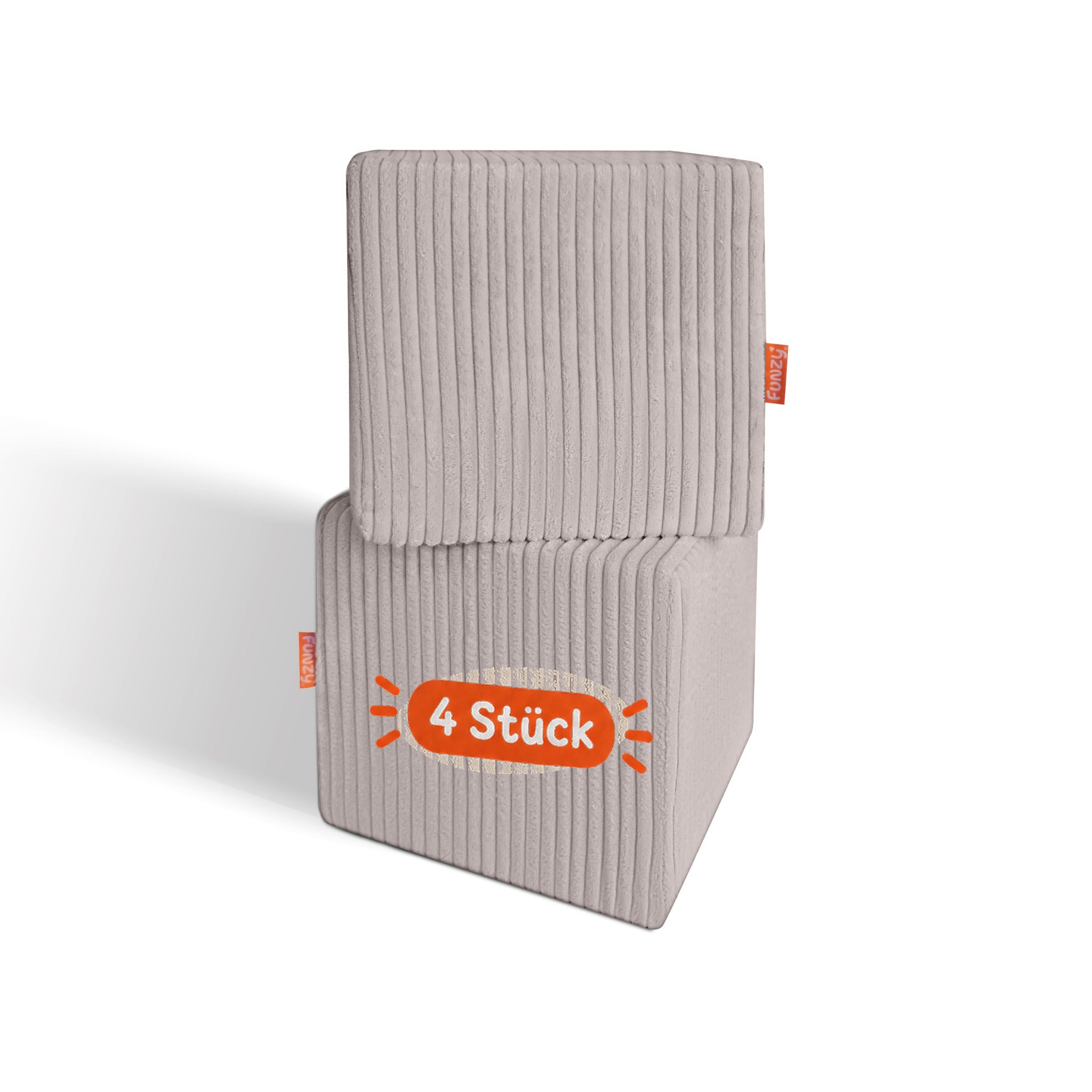 Funzy Cubes 4er Set 25 cm x 25 cm x 25 cm, mit Cordbezug aus der Kategorie Polstermöbel