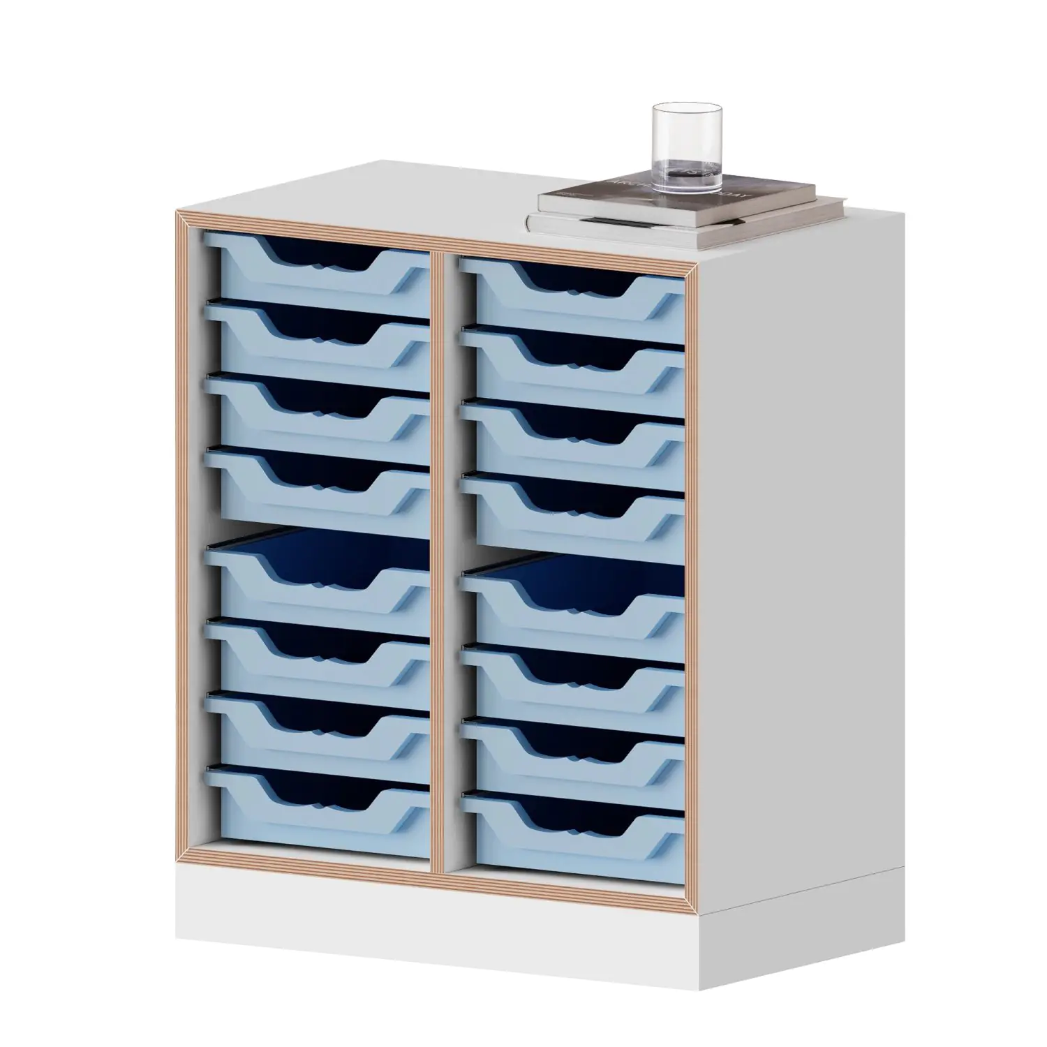 qickly® Regal, 2 OH, 16 kleine Ergo Tray Boxen, B/H/T: 70,1x74,3x42,6 cm aus der Kategorie Regale Schnelllieferprogramm