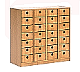Schrank mit 28 Massivholzkästen,  98 cm hoch, 100x40 cm (B/T), aus der Kategorie -Schränke mit Massivholzkästen