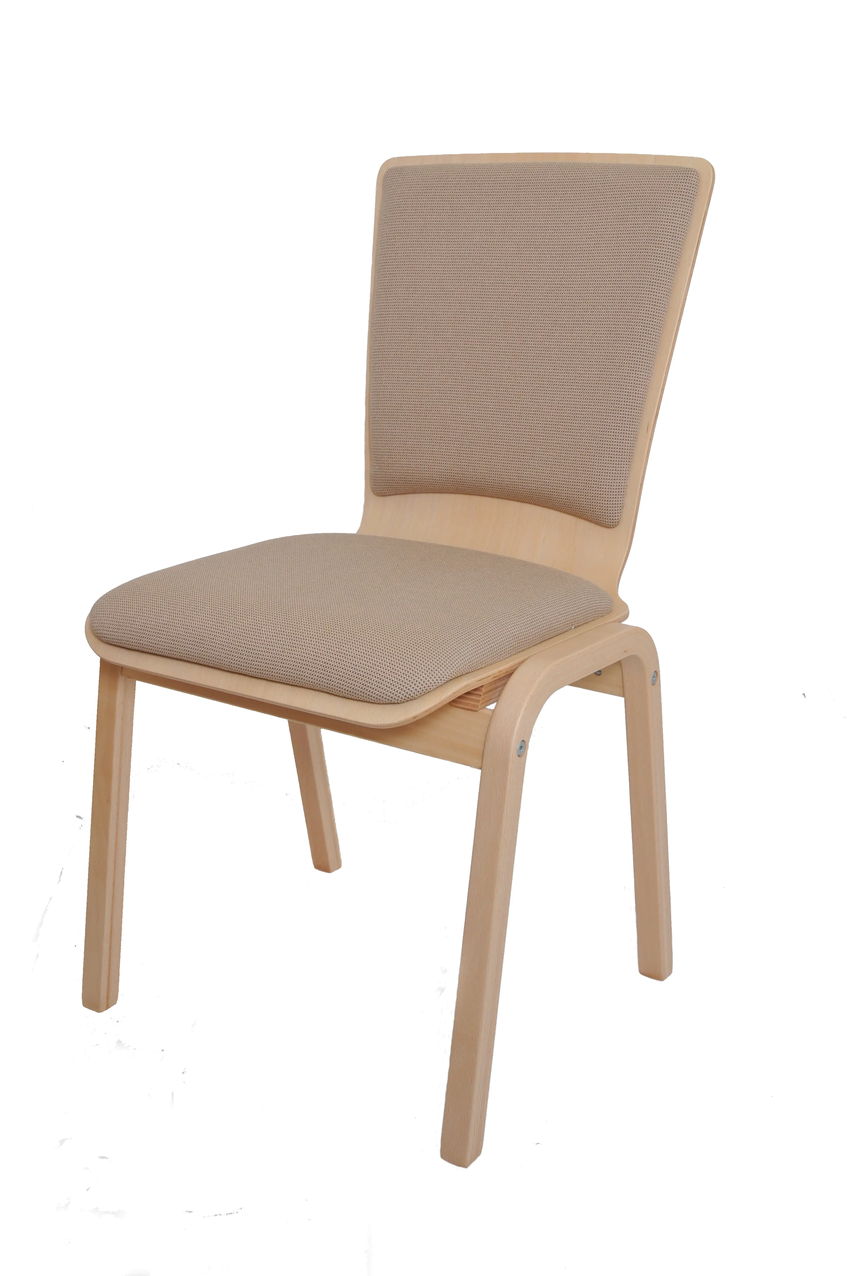 Schalenstuhl mit Sitz- und Rückenpolster aus Buche Massivholz, stapelbar, Gestell Buche-Schichtholz  aus der Kategorie Mehrzweckstühle