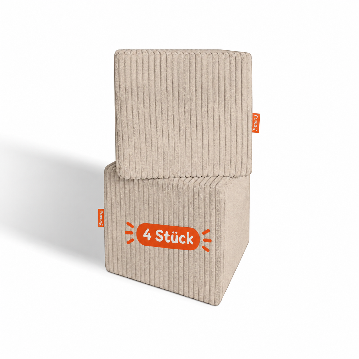 Funzy Cubes 4er Set 25 cm x 25 cm x 25 cm, mit Cordbezug aus der Kategorie Polstermöbel