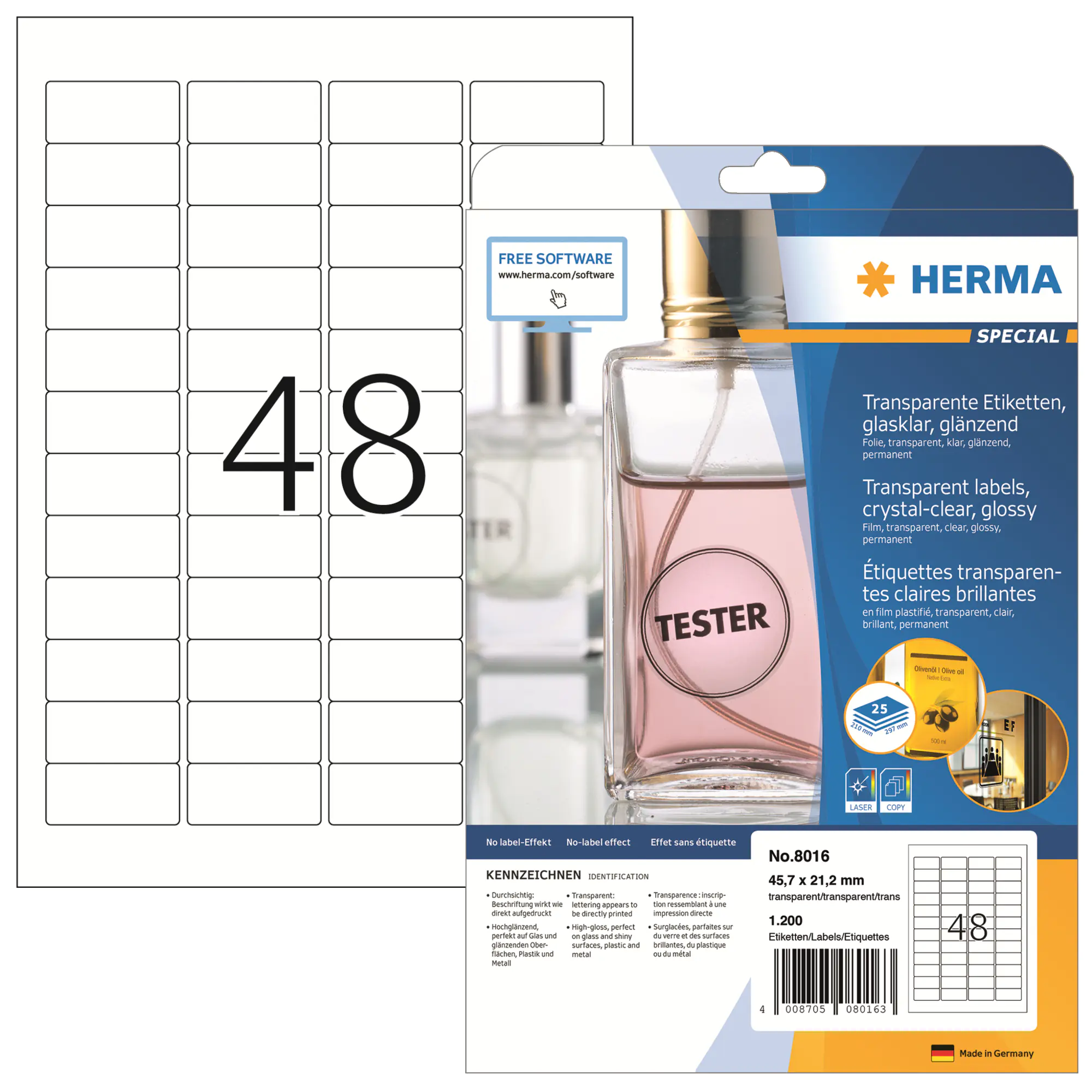 Herma Folienetikett 45,7x21,2mm tr 1.200St aus der Kategorie Etiketten