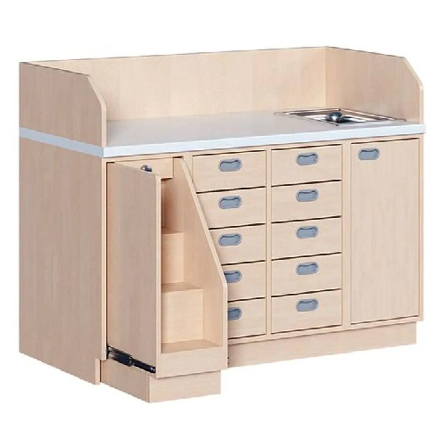 Wickelkommoden mit ausziehbarer Treppe links, 10 Dekorschüben aus der Kategorie Wickeltische