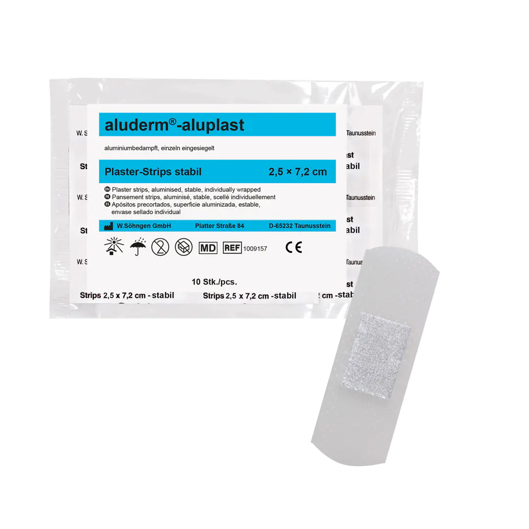 aluderm®-aluplast stabil Strips 2,5 x 7,2 cm  10 Stück aus der Kategorie Erste Hilfe