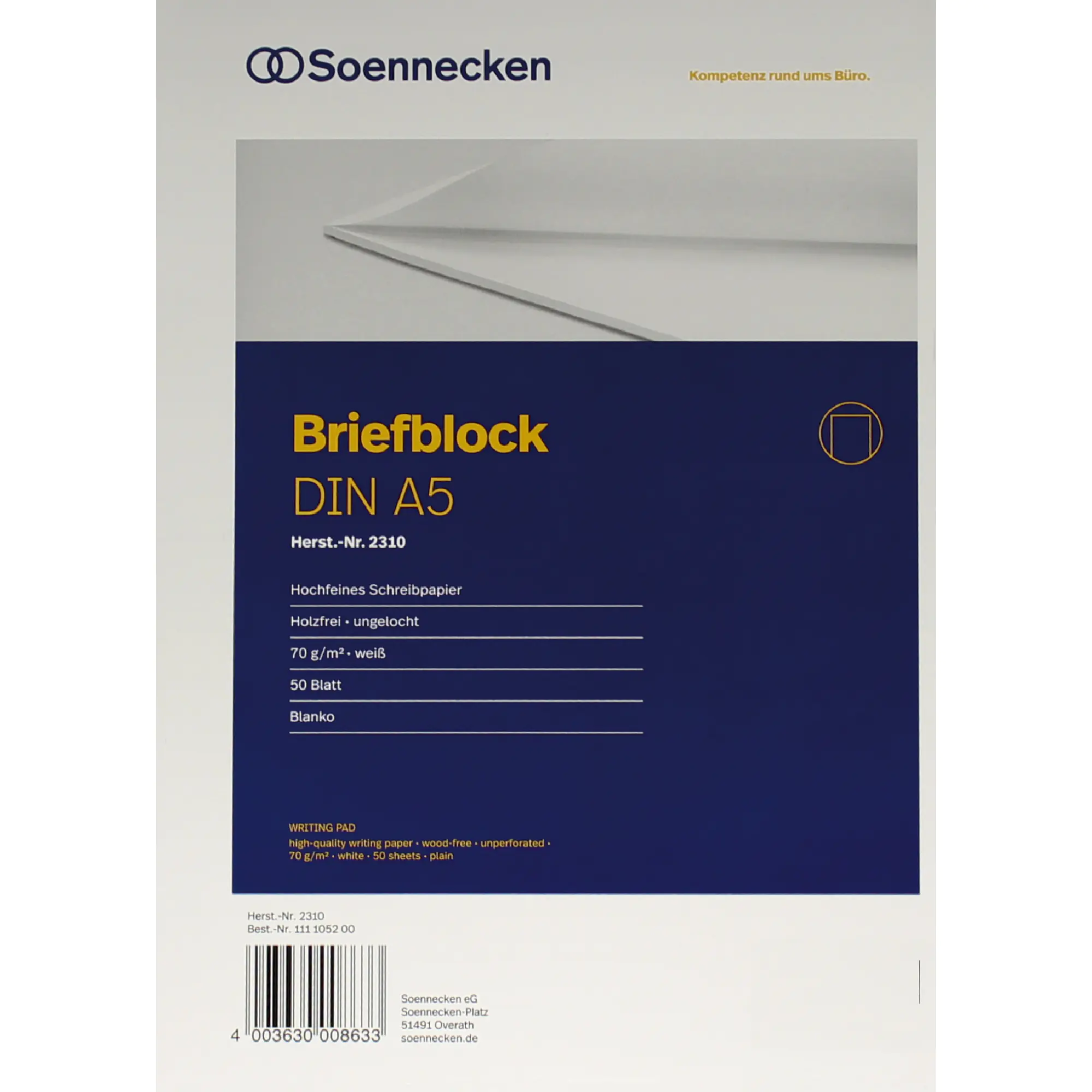 Soennecken Briefblock DIN A5 70g blanko 50Blatt ws aus der Kategorie Notizblöcke