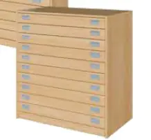 Papierschrank 102 cm breit mit 10 Auszügen, B/H/T: 102 x 110 x 60 cm aus der Kategorie Bastel- + Papieraufbewahrungsschränke