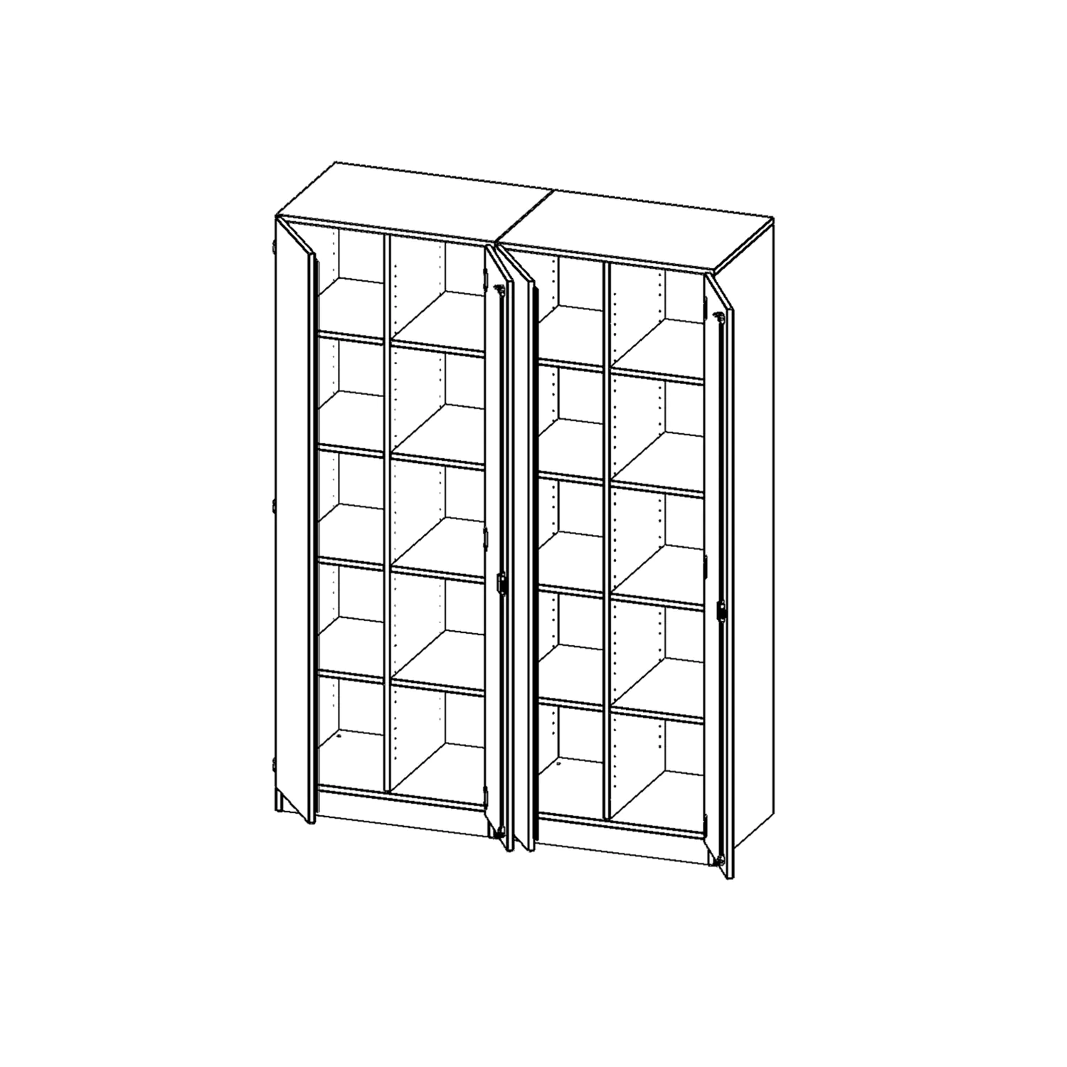 ErgoTray Schrank, zweiteilig, 4reihig, 5 OH, viertürig, zweiteilig, B/H/T 140,6x190x50cm aus der Kategorie Klassen- und Schulschränke