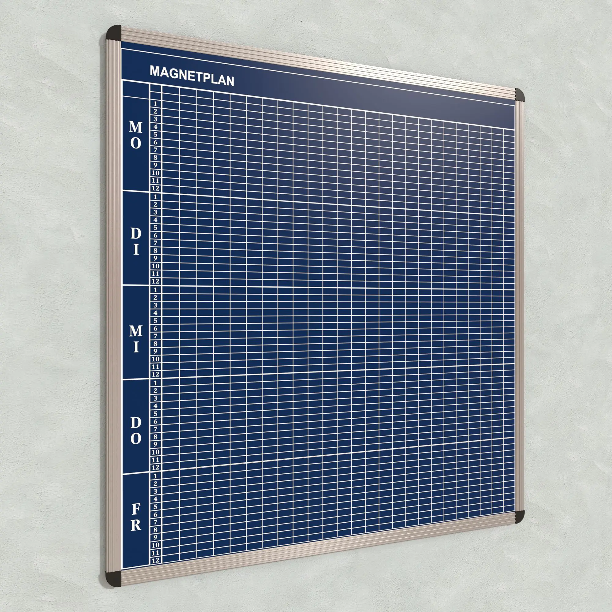 Klassen-Plantafel, 12 Stunden Mo-Fr, für 25 Klassen, 123x117 cm, aus der Kategorie Klassenplan-Tafeln 12h