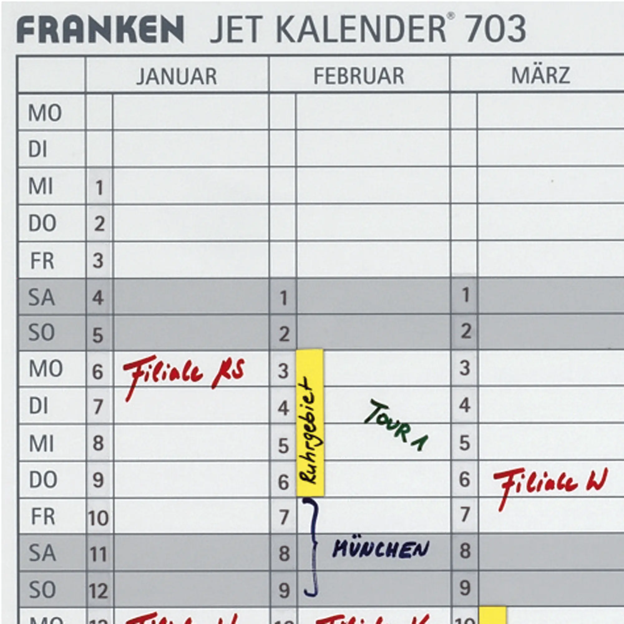 Franken Datumsstreifen 14x42cm 1-31 sk tr 12 St. aus der Kategorie Kalender & Zubehör