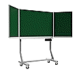 Klapp-Tafel fahrbar, Mittelfläche 150x100 cm, Flügel  75x100 cm, Stahl grün, aus der Kategorie fahrbare Klapp-Tafeln