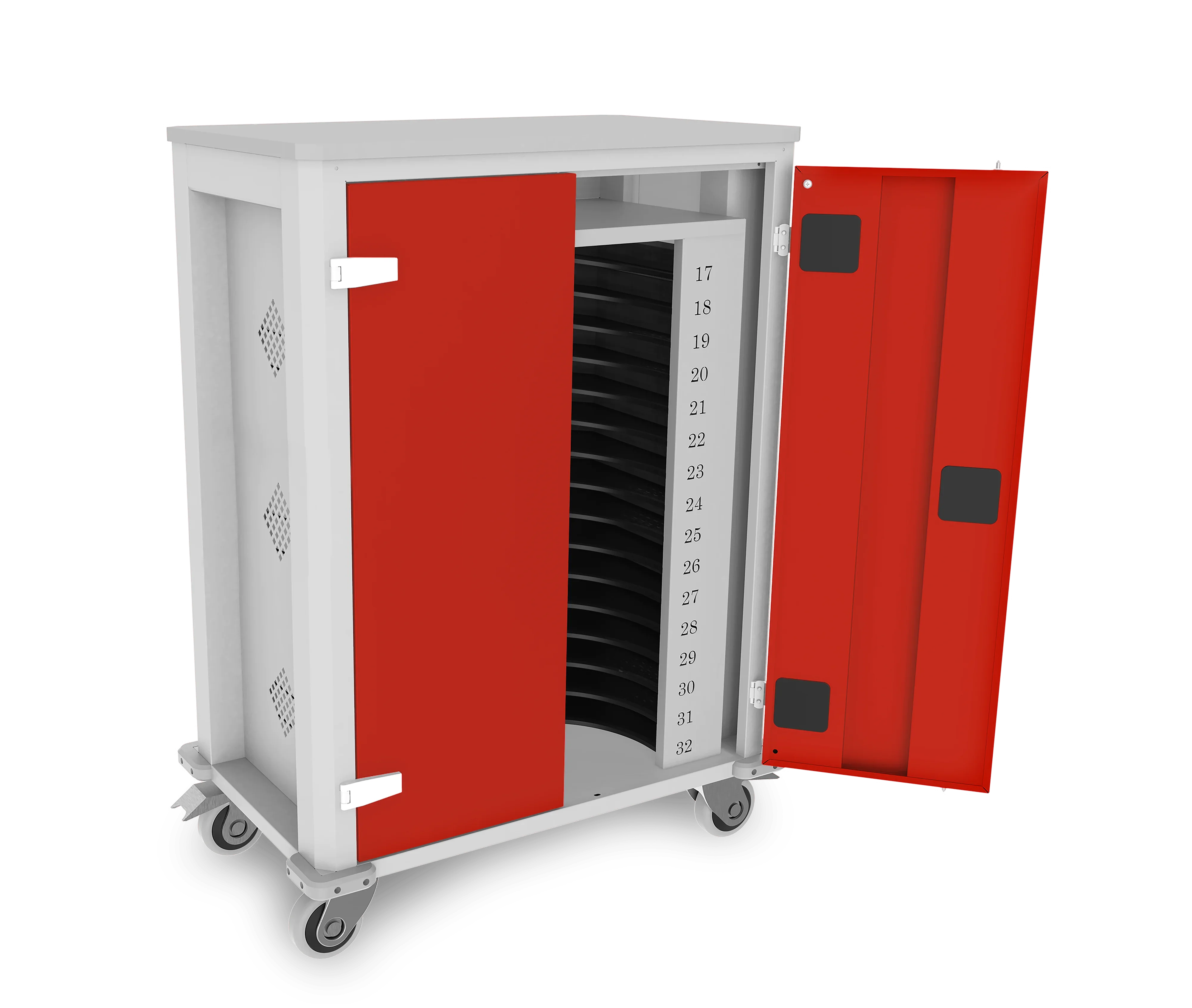 Tabletwagen POWER für 32 Tablets oder Notebooks, Laden per Netzkabel aus der Kategorie Notebookschränke