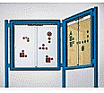 Info-Vitrine, freistehend, 107 cm hoch, 182x13 cm (B/T), Rückwand Lederstruktur
