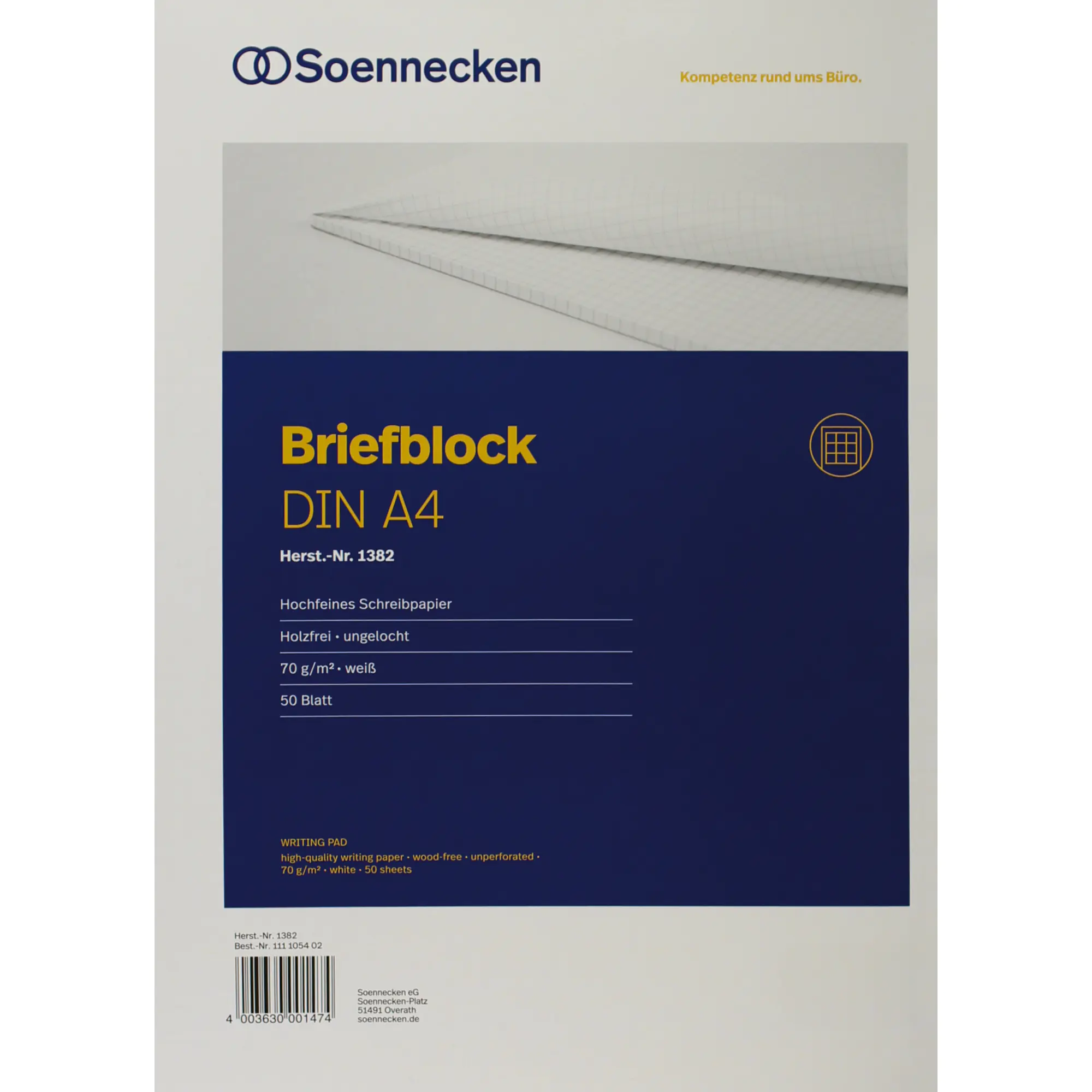 Soennecken Briefblock DIN A4 70g holzfrei 50Blatt kar. ws aus der Kategorie Notizblöcke & Bücher