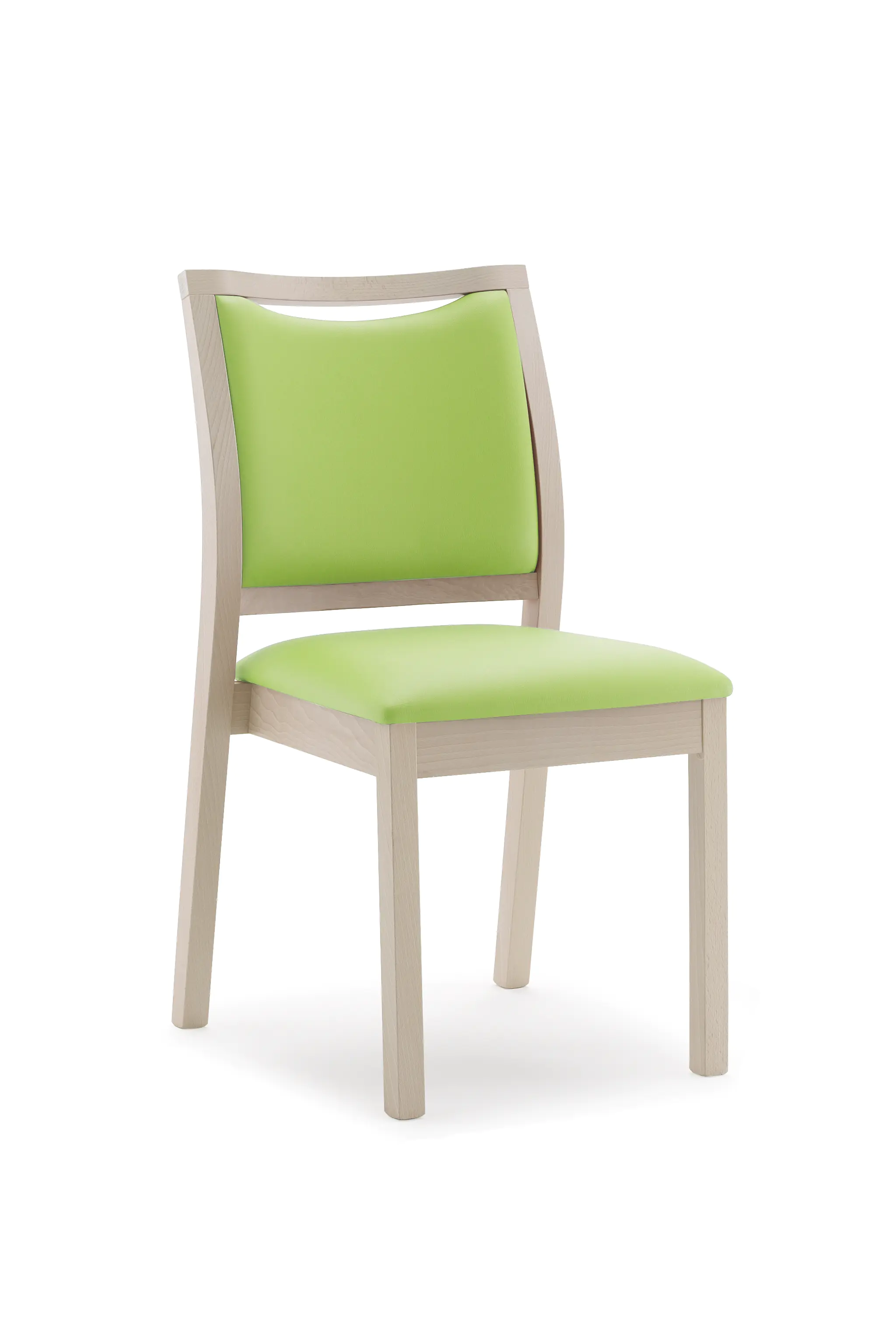 Personalstuhl Karol aus Massivholz, stapelbar,ohne Armlehnen, mit Sitz- und Rückenpolster aus der Kategorie Gestell Holz - Schale Holz