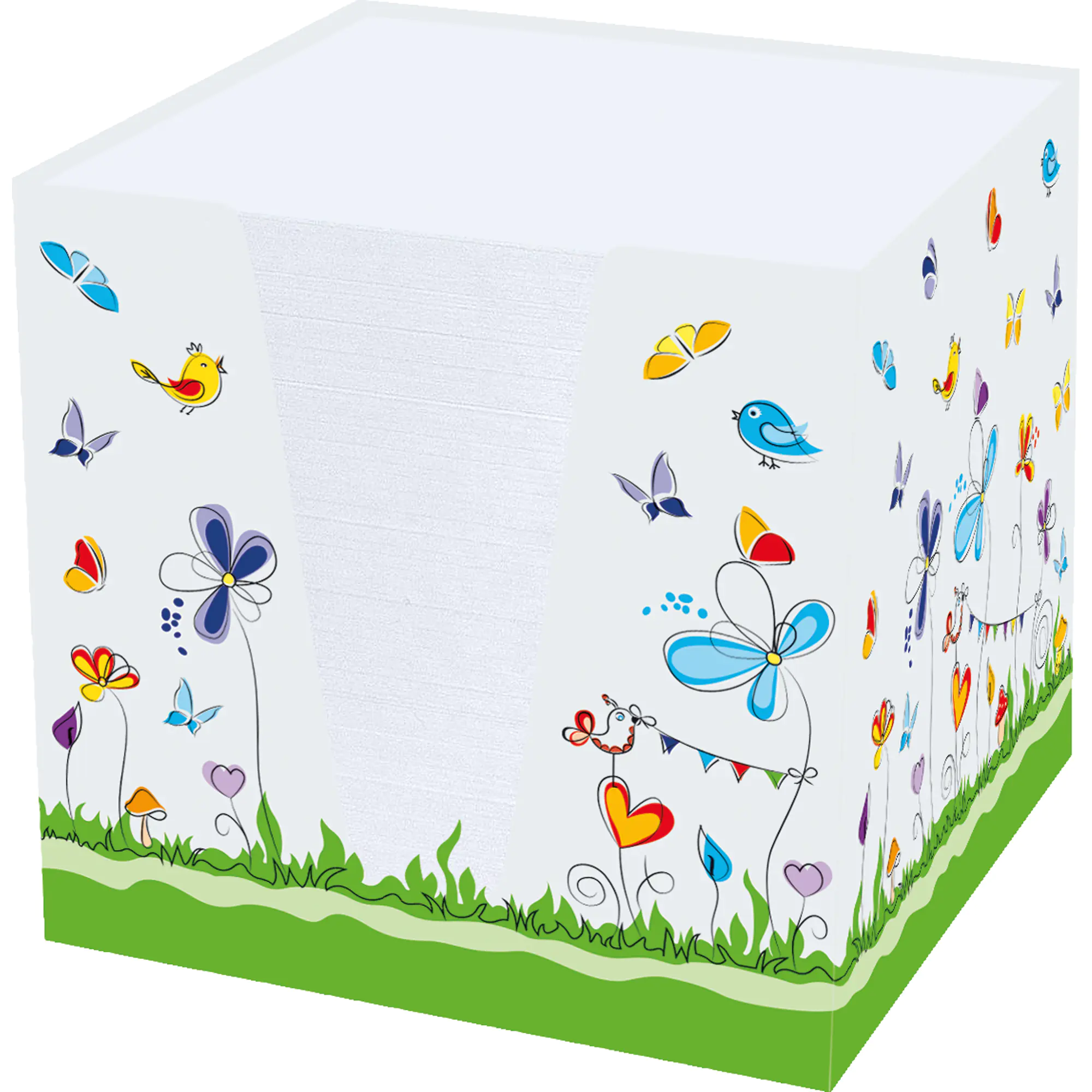 RNK Zettelbox Schmetterlinge 92x92x92mm 900Blatt 70g ws aus der Kategorie Haftnotizen & Notizzette